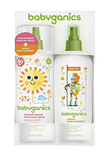 Babyganics base Mineral bebé protector solar Spray SPF 50, 6oz botella de Spray + Natural repelente de insectos 6oz Spray botella Combo Pack