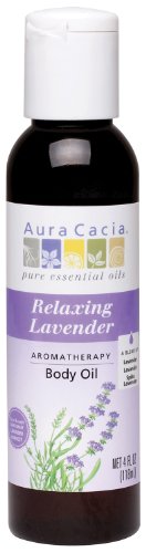 Aura Cacia cuerpo aceite relajante de lavanda, 4 onzas de líquido