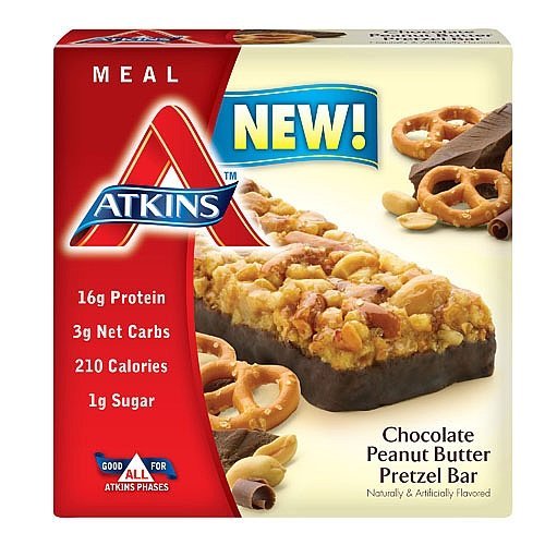 Barra de comida Atkins Chocolate, mantequilla de cacahuete, Pretzel, 8,5 Oz