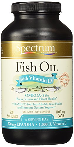 Aceite de pescado esencial de espectro con cápsulas de vitamina D, 250 cuenta