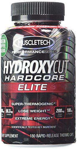 Suplemento de Muscletech Hydroxycut Hardcore Elite cápsula, cuenta 180-Pack de dos
