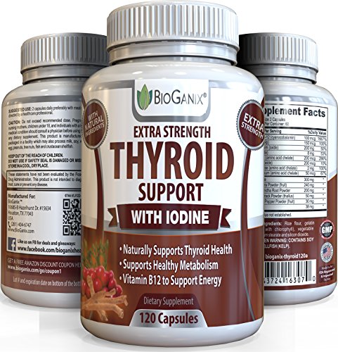 Mejor suplemento complejo de tiroides apoyo (120 Caps) #1 ayudante para la tiroides hiperactiva / actividad + aumenta la energía y metabolismo - con yodo, B12, magnesio, algas y otros crudos hierbas y vitaminas