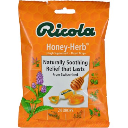 Ricola supresor de la tos gotas para la garganta Honey-Hierba 24 ea (paquete de 6)