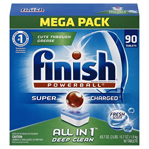 Final cuenta de 90 tabletas de detergente de lavavajillas Powerball, aroma fresco (embalaje puede variar)