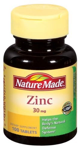Naturaleza hecha de Zinc 30 mg, 100 tabletas
