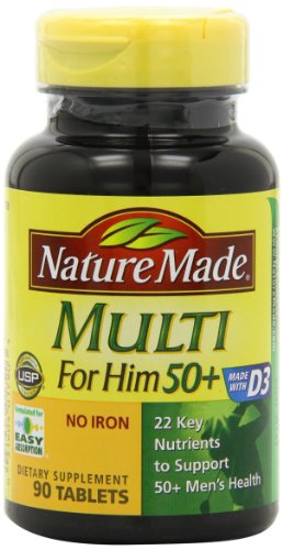 Naturaleza hizo Multi para él 50 + múltiples vitamina y suplemento Mineral tabletas, 90-Conde