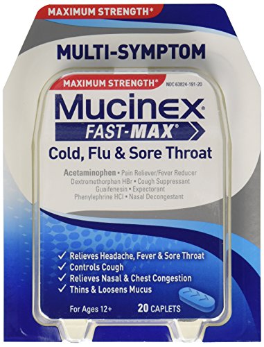 Ct 20 cápsulas Mucinex rápido-Max adulto frío, gripe y dolor de garganta