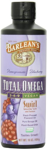 Aceites orgánicos Total Omega remolino vegano lino/borraja Granada arándano de Barlean, botella de 16 onzas