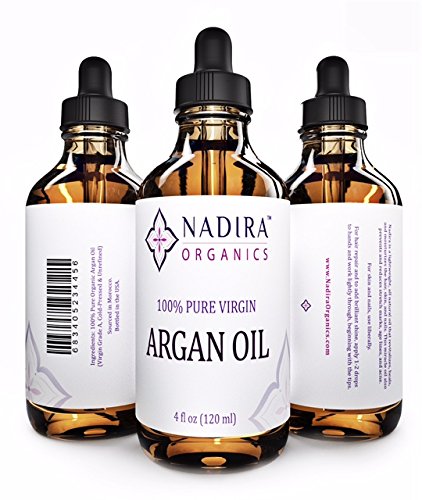 Nadira orgánicos aceite virgen de Argan para la piel, cara, pelo y clavos, 4 fl. oz.