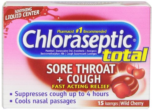 Pastillas para aliviar los múltiples síntomas de Chloraseptic Total, cereza, contar 15