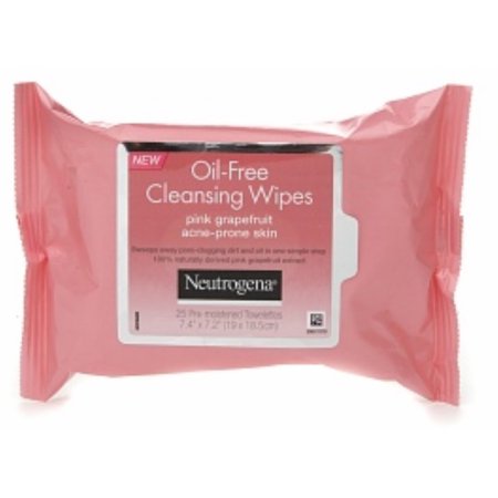 Neutrogena Cleansing Wipes sin aceite para piel propensa al acné pomelo rosa 25 ea (paquete de 4)