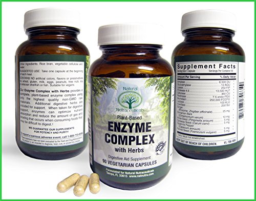 Nutra natural - Premium Multi enzimático complejo con hierbas - completamente a base de plantas - lactasa - amilasa - lipasa - pécticas - proteasa - glucoamilasa - celulasa - bromelina - invertasa - óptima digestión de los nutrientes - la más alta calidad