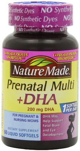 Naturaleza Prenatal plus cápsulas blandas DHA, cuenta 60