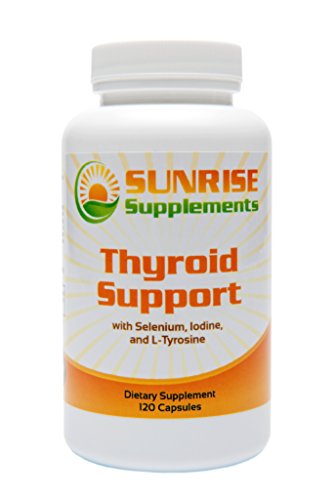 Sunrise suplementos tiroides ayuda - mejor tiroides suplemento - formalizado para apoyar la función tiroidea adecuada - incluye selenio, yodo, L-tirosina y vitamina B-12 - 120 cuenta