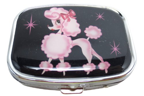 Fluff Pink Poodle "glamour Me" French Poodle Metal viajes píldora caja / caja de la píldora