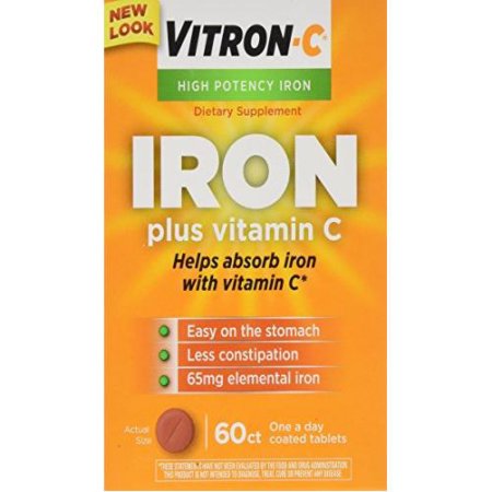 Paquete de 4 Vitron C una vez al día de Alta Potencia hierro y vitamina C comprimidos 60 cuentan cada