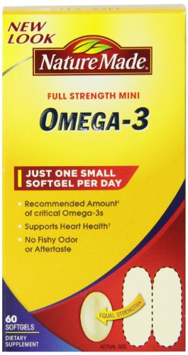 Naturaleza hecha Super Omega-3 aceite de pescado cápsulas de fuerza completa, Mini, cuenta 60