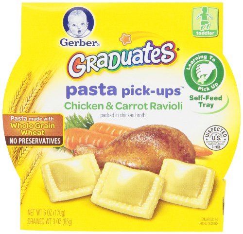 Gerber graduados Pasta PICK-UPS raviolis, pollo y zanahoria, conteo de los 8, 6 Oz
