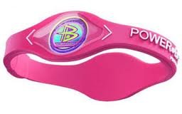 Power Balance pulsera pulsera rosa con letras blancas, tamaño pequeño