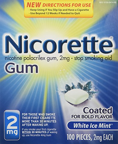 Nicorette OTC dejar de fumar nicotina chicle, hielo 2mg-blanco menta-100 ct.