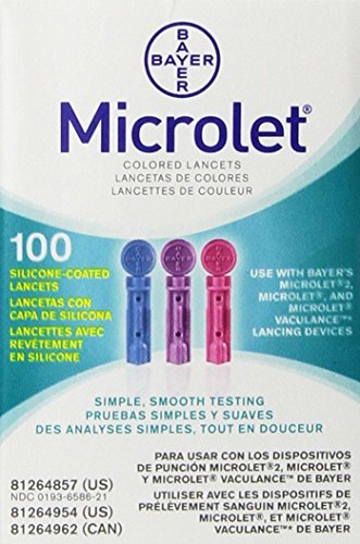 Bayer color Microlet lancetas - 100 ct.