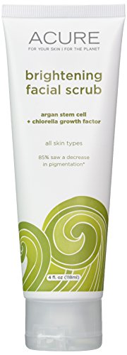 Acure Argan sustancias orgánicas celulares + Chlorella Growth Factor brillo Facial friega, 4 oz