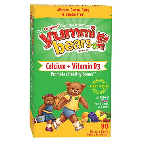 Yummi osos vegetarianos calcio + vitamina D3 suplemento para niños, 90 osos Gummy