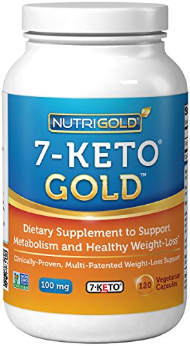 Nutrigold 7-Keto 100mg, 120 cápsulas vegetarianas (recomendado como #1 en suplementos de pérdida de peso del vientre de voladura)