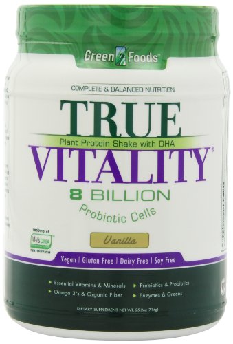 Alimentos verdes verdadera vitalidad batido de proteína vegetal, vainilla, onza 25,2