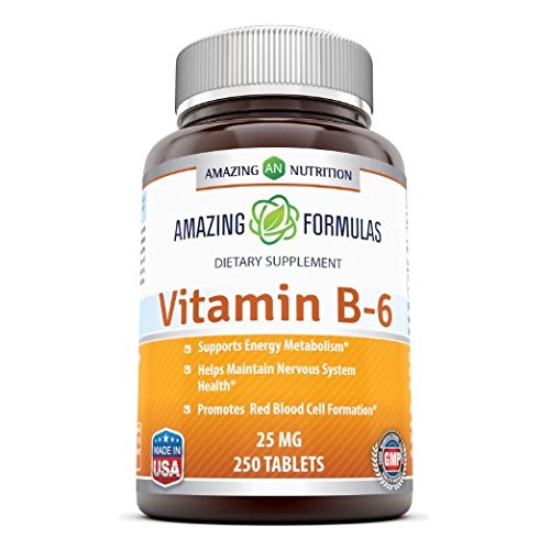 Increíble nutrición vitamina B-6, 25 Mg 250 fichas - apoya salud del corazón y sistema nervioso