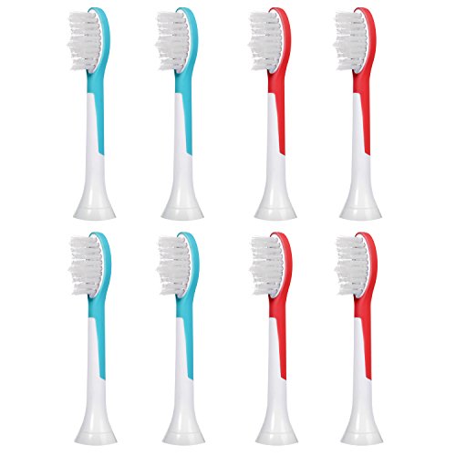 8pcs (2 x 4) cabezas de cepillo de dientes E-Cron®, reemplazo para Philips Sonicare niños estándar. Totalmente Compatible con todos Sonicare para niños modelos.