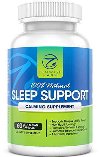 Soporte de sueño natural 100% - Extra fuerte sueño nocturno ayuda suplemento - 60 cápsulas de vegetariana no-hábito con magnesio, L-taurina, L-teanina y 5-HTP - pastillas para dormir profundo y reparador
