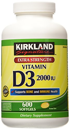Kirkland Signature fuerza adicional vitamina D3 2000 U.I. 600 cápsulas, botella