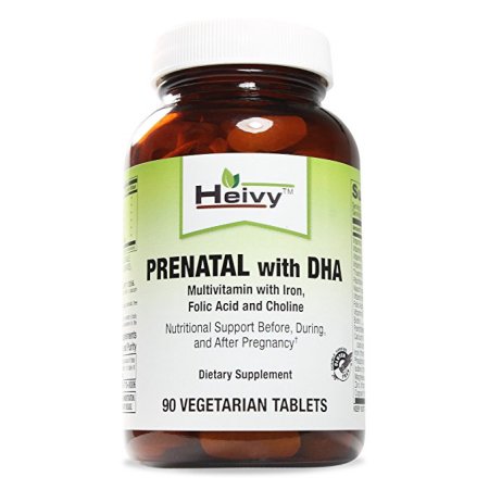 Prenatal con DHA de multivitaminas con hierro ácido fólico y colina 90 Veg aquí
