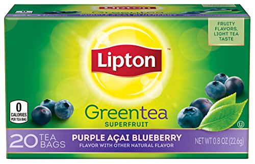 Té verde de Lipton, púrpura Acai arándanos 20 ct (paquete de 6)