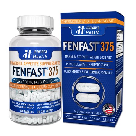 FENFAST® - 375 de ayuda termogénico la quema de grasas con la poderosa energía - 120 blanco y azul de la mota de la tableta p