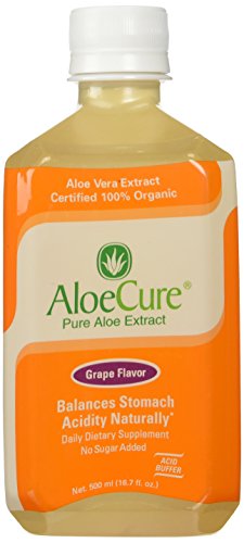 AloeCure puro Aloe Vera jugo de episodios de reflujo ácido, acidez estomacal y IBS uva, 6 botellas