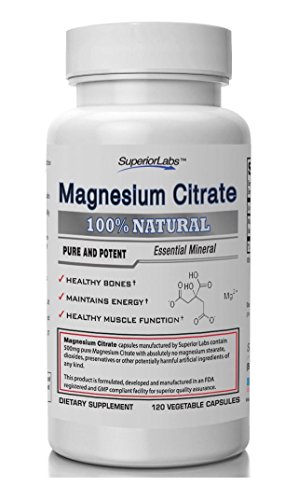 Citrato de magnesio #1 - sin estearato de magnesio - 500mg, 120 Caps vegetales - Made In USA, garantía de devolución de dinero 100%