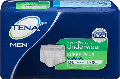 TENA para protección pesada de los hombres ropa interior, Super más absorbencia, tamaño mediano/grande, cuenta 16