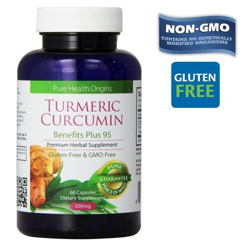 Curcumina de la cúrcuma cápsulas suplemento estandarizado cúrcuma 95% | Made in USA | 100% libre de gluten, no-GMO | Analgésico antiinflamatorio natural