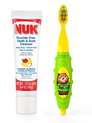Dientes de niño NUK y limpiador de goma, 1,4 onzas, (los colores pueden variar)