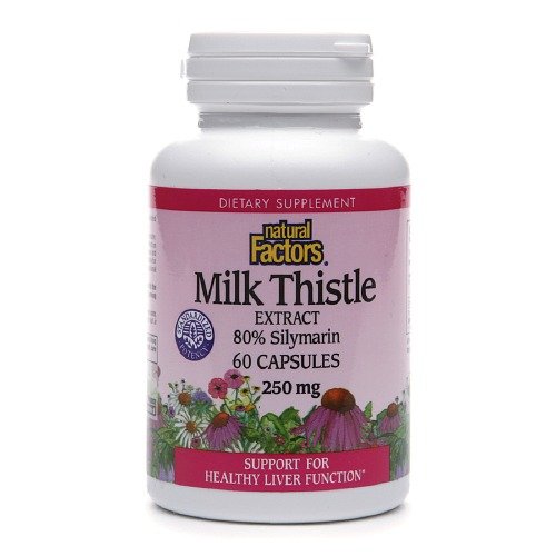 Factores leche Thistle extracto natural, 250mg 60 cápsulas