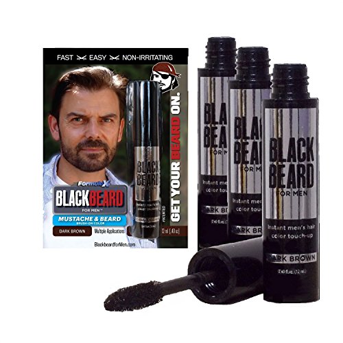 Barbanegra para hombres - Instant pincel sobre barba y bigote Color - 3-pack (marrón oscuro)