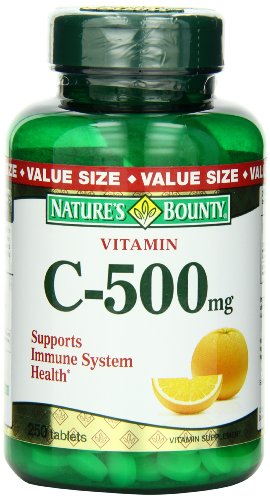 Vitamina C 500 Mg suplemento alimenticio comprimidos, por recompensas naturalezas - 250 tabletas
