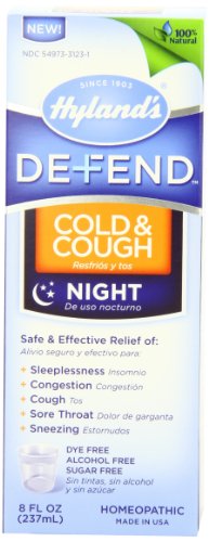 De Hyland's defienden resfríos y tosen nocturna tiempo alivio líquido, fórmula Natural sin Alcohol, 8 onzas