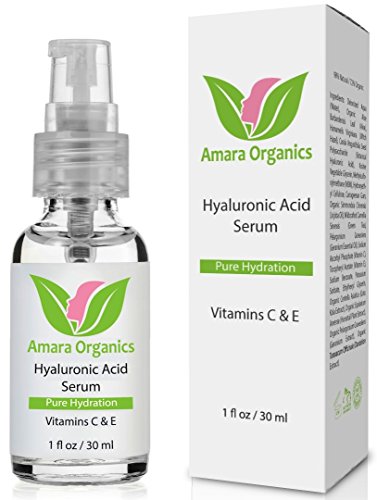 Amara Organics suero de ácido hialurónico para la piel con vitamina C y E, 1 FL. oz.