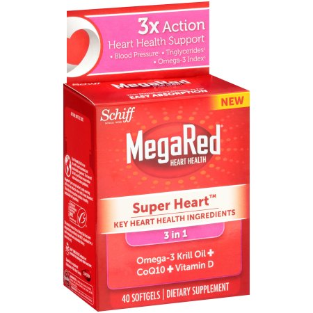 MegaRed Corazón de Super Omega 3 Aceite de Krill Plus CoQ10 y vitamina D 40 Conde
