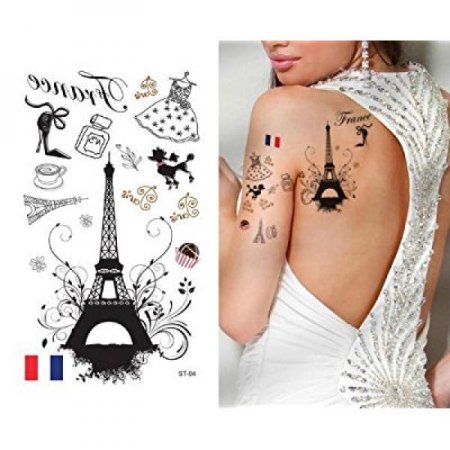 Supperb tatuajes temporales - Amo París, Francia Torre Eiffel