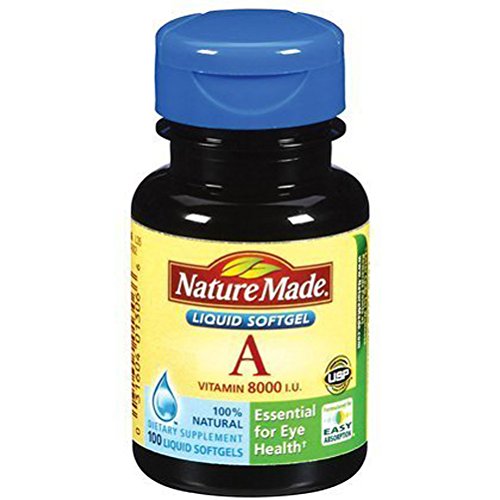 Nature Made vitamina A 8000 UI, cápsulas, 100 hojas.