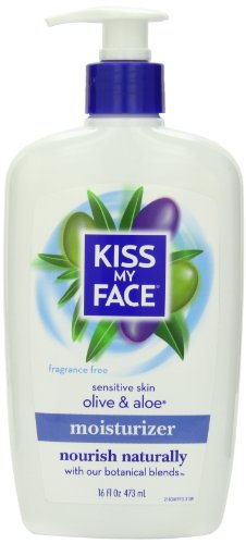 Beso mi cara piel sensible crema hidratante Natural con aceite de oliva y Aloe Vera, fragancia loción de cuerpo libre, 16 onzas